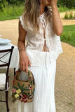Sleeveless Lace Detail Blouse