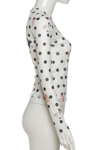 Playful Polka Dot Mesh T-Shirt