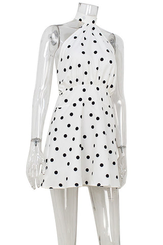 Polka Dot Halter Casual Dress