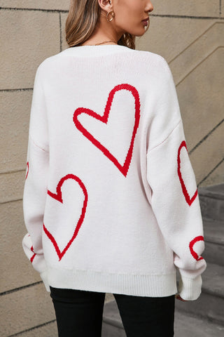Heart Print Sweater for Effortless Style