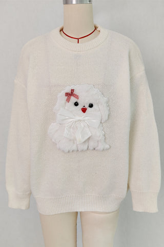 Playful Puppy Appliqué Sweater
