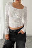 Scalloped Lace Long Sleeve Blouse