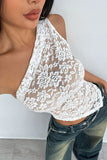One-Shoulder Lace Tank Top