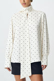 Polka Dot Tie-Neck Blouse