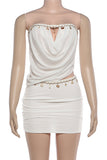 Draped Strapless Skirt Set
