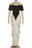 Off-Shoulder Draped Evening Gown