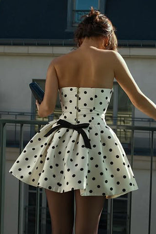 Strapless Polka Dot Casual Dress