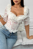 Ruffle Neck Floral Blouse