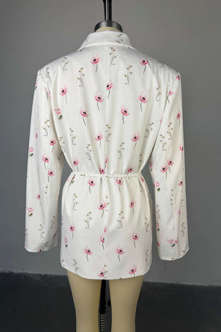 Floral Belted Blazer Jacket
