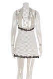 Lace-Trim Polka Dot Casual Dress