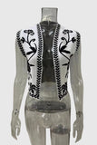 Floral Pattern Open Vest