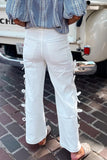 Bow Knot Side Detail Straight Leg Jeans
