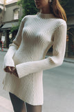 Chic Ribbed Knit Casual Dress