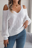 Off-Shoulder Cable Knit Sweater