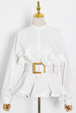 Ruffled Peplum Belted Blouse