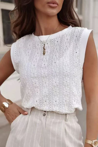 Sleeveless Eyelet Tank Top