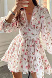 Floral Puff Sleeve Casual Dress