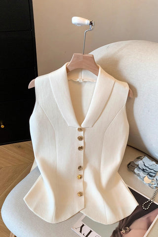 Elegant Button-Front Sleeveless Top