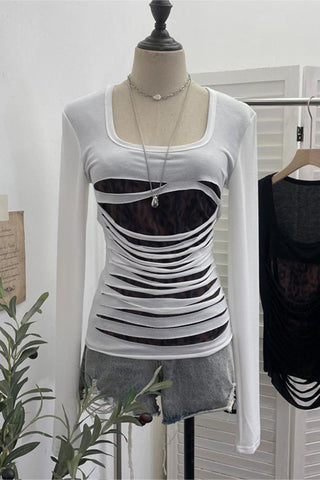 Stylish Cut-Out Long Sleeve Top