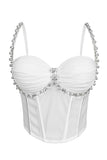 Pearl-Embellished Bustier Tank Top