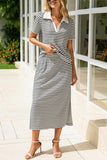 Striped Short-Sleeve Skirt Set