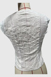 Button-Front Lace Trim Blouse