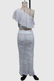 Off-Shoulder Crochet Skirt Set