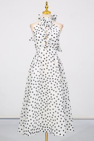Polka Dot Halter Casual Dress
