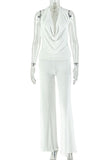 Draped Neck Pants Set