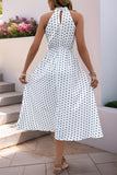 Polka Dot Halter Neck Casual Dress