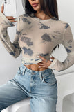 Long Sleeve Tie-Dye Mesh Top