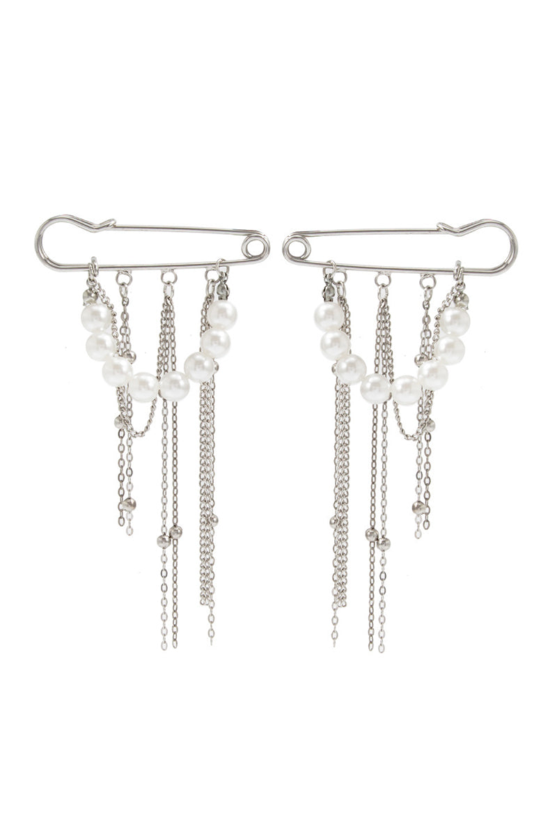 Elegant Chain and Pearl Brooches