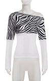 Asymmetrical Zebra Print T-Shirt