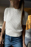 Textured Knit Short Sleeve Sweater