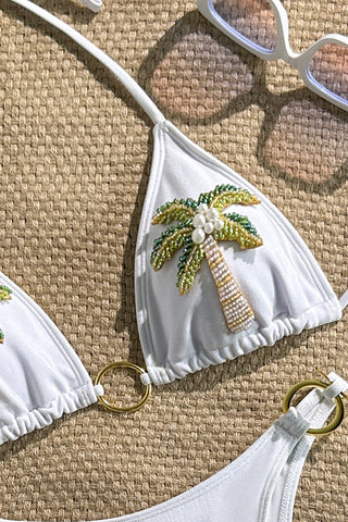 Embellished Palm Tree Bikini Set