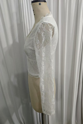 Lace Detail Long-Sleeve Blouse