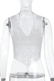 Lace Halter Cami with Deep Plunge Neck