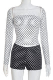 Polka Dot Long Sleeve Short Set