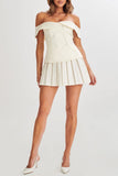 Pleated Off-Shoulder Blazer Dress