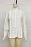 Lace-Trim Ruffle Neck Blouse