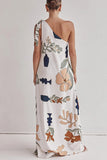 One-Shoulder Floral Casual Dress