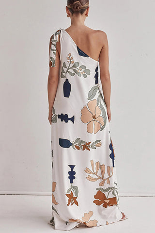 One-Shoulder Floral Casual Dress