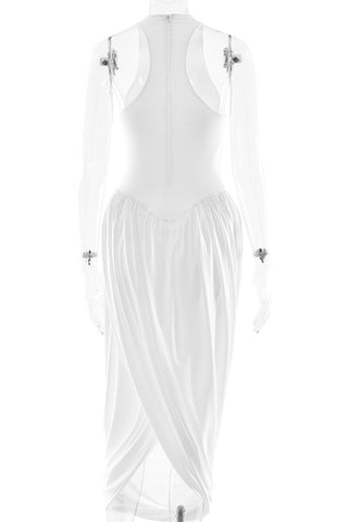 Sleeveless Draped Casual Dress