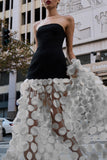 Strapless Evening Gown with Textured Skirt
