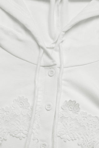 Lace-Accent Hoodie Sweatshirt