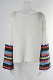 Striped Sleeve Open-Knit Cover-Up