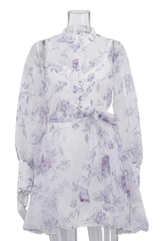 Button-Front Floral Casual Dress
