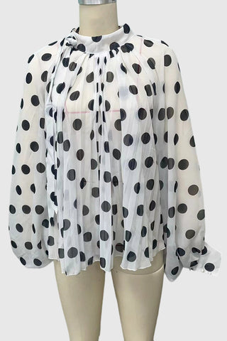 Polka Dot Blouse with Flowing Sleeves