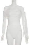 Off-Shoulder Tie Sleeve T-Shirt