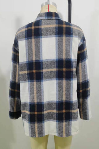 Plaid Button-Front Casual Jacket